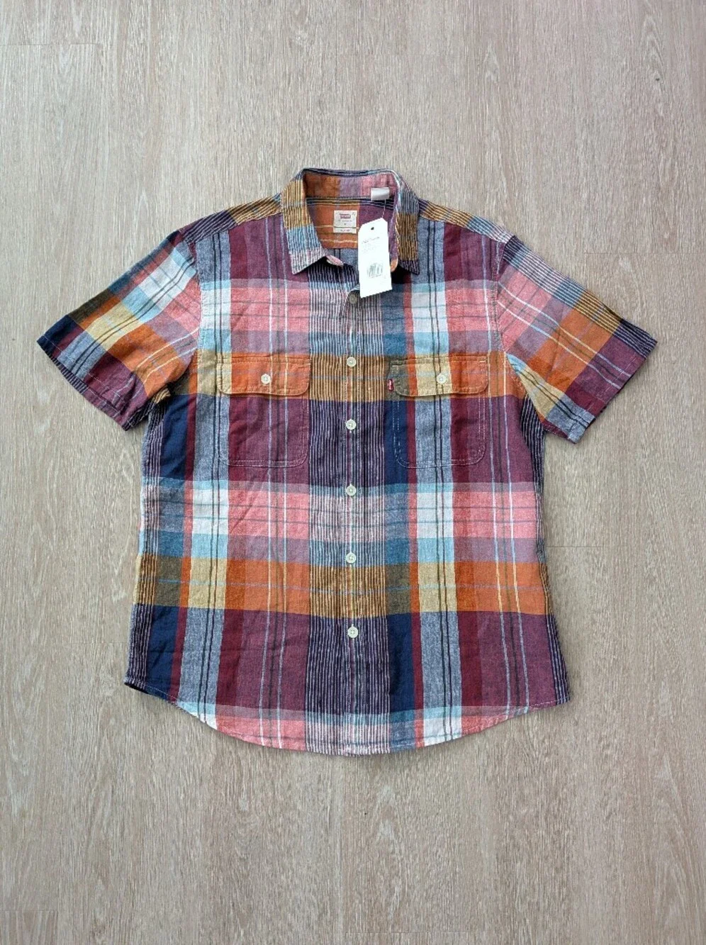 Levi's Shirt Men's Medium Linen Blend Short Sleeve Button Down NWT